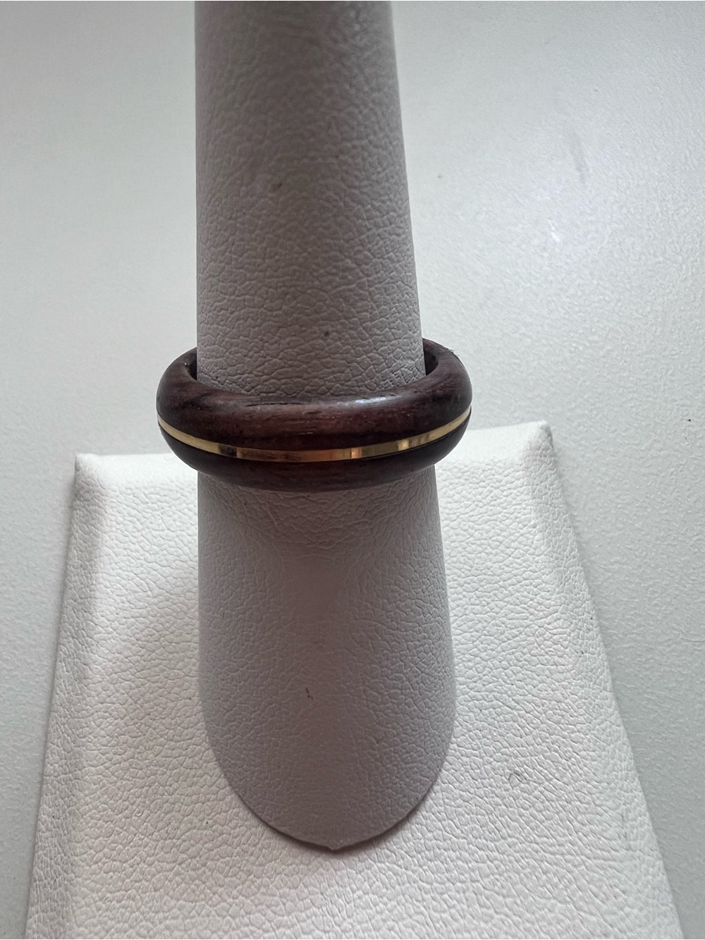 Vintage Milor Italy 18K Gold Inlay Wood Band Ring Size 8
